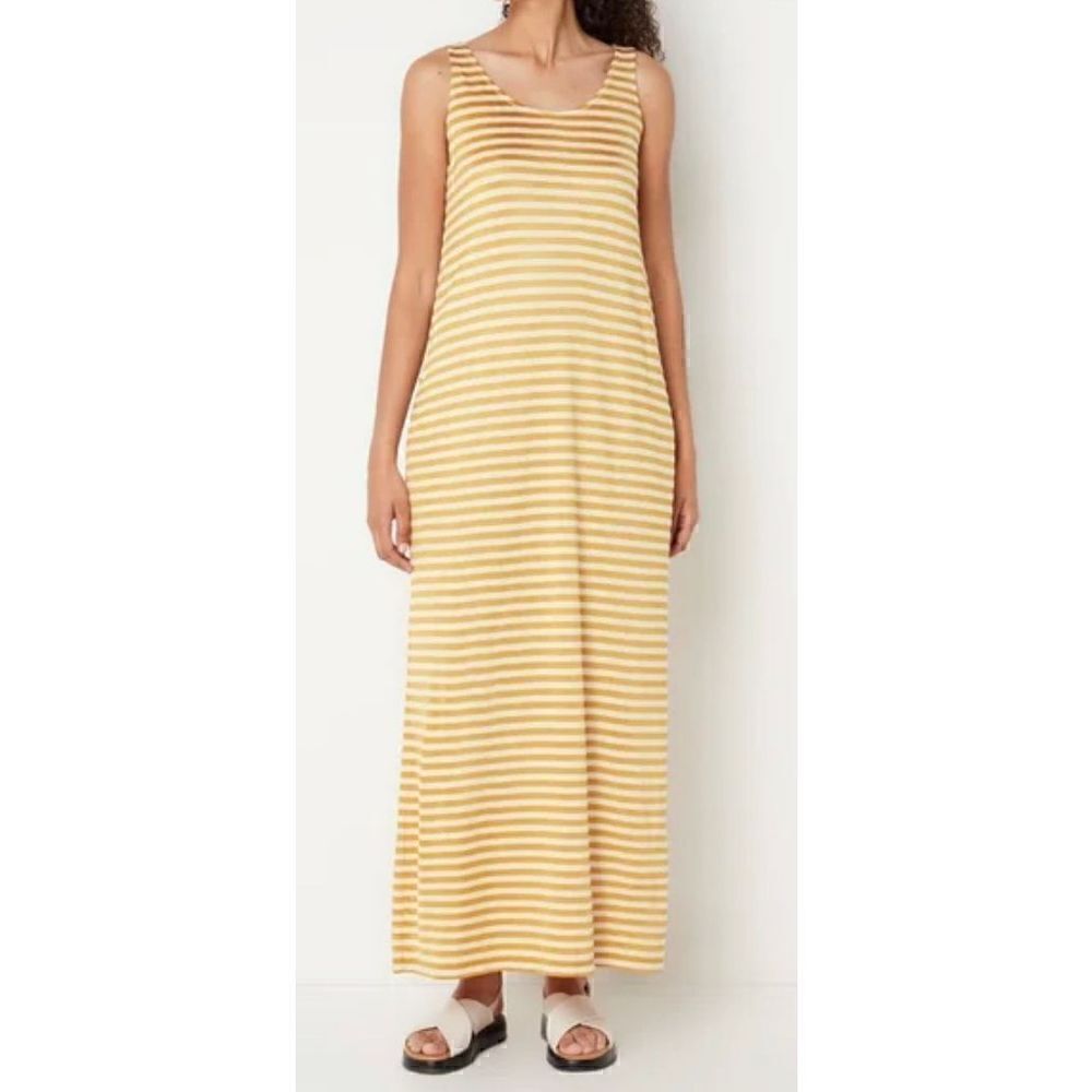 Max Mara Leisure Cina Stripe Jersey Maxi Dress in Mustard NWT Size X-Small